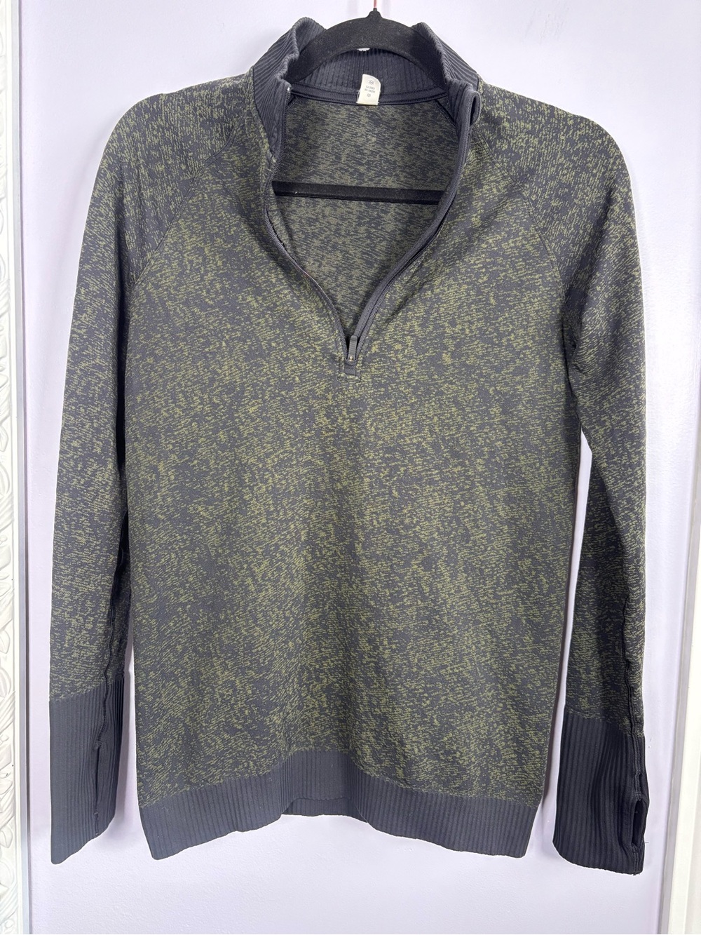 lululemon athletica Rest Less Olive and Black Athletic Half-Zip Sweater